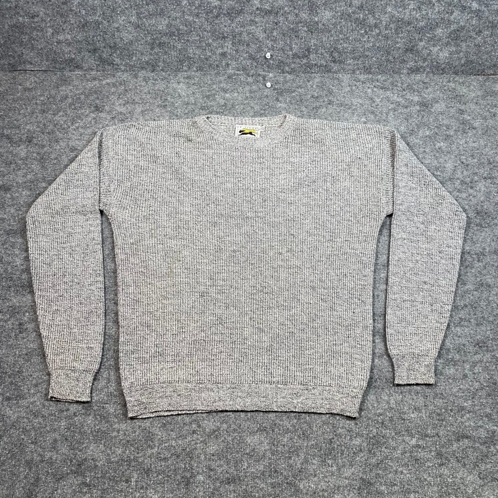 Vintage Le Tigre Big Man Grey Marl Shaker Knit Crewneck Sweater Made in USA 2X